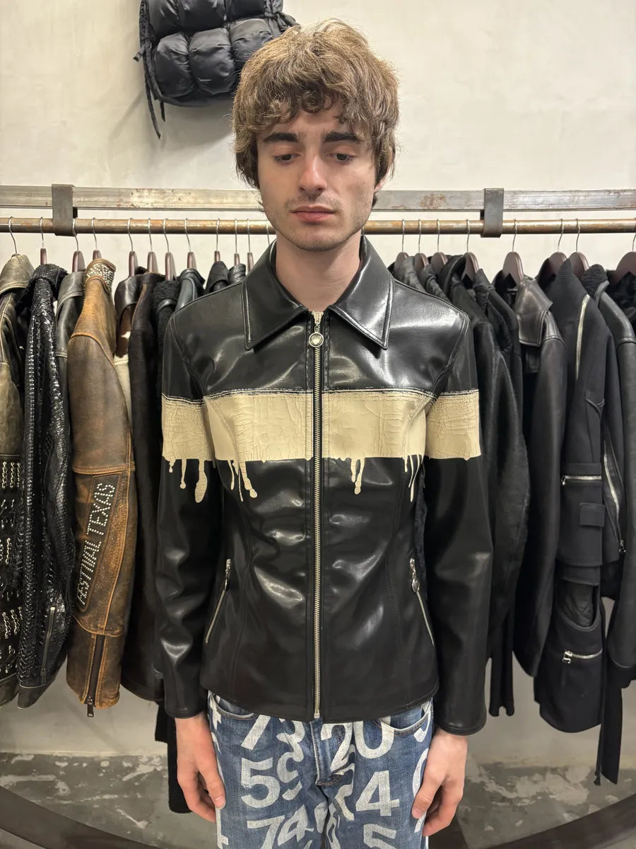 2000s Moschino Black Painted Effect Light Jacket (M/L) sjLnxGc 3