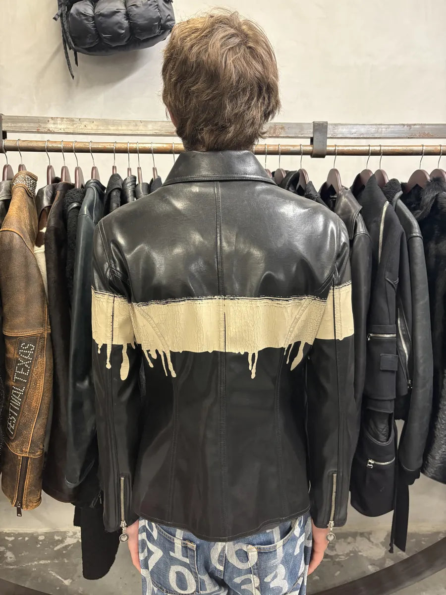 2000s Moschino Black Painted Effect Light Jacket (M/L) sjLnxGc 4