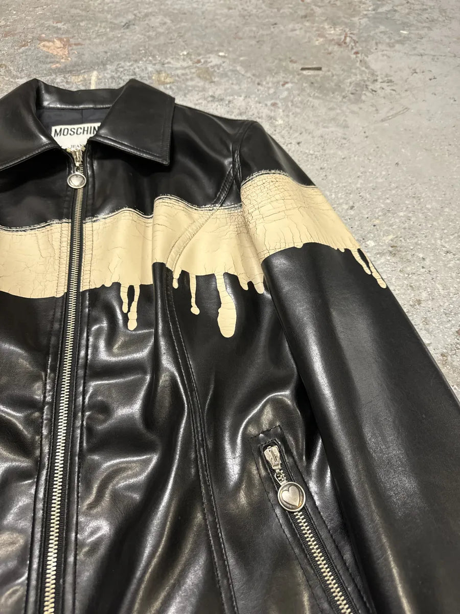 2000s Moschino Black Painted Effect Light Jacket (M/L) sjLnxGc 7