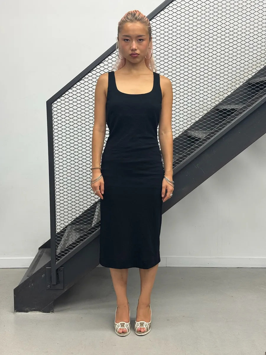 2010s Moschino Black Rayon Sleeveless Dress QyIAtlT 0