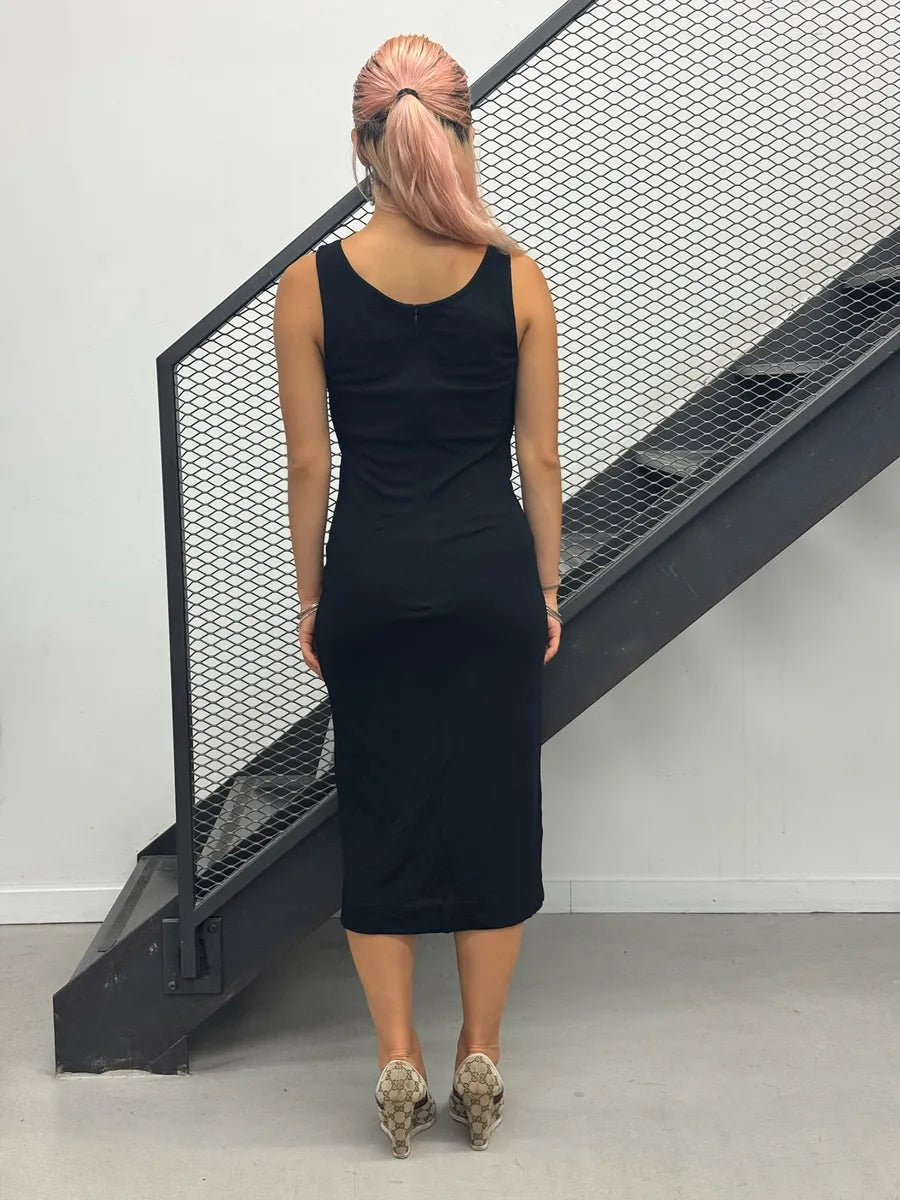 2010s Moschino Black Rayon Sleeveless Dress QyIAtlT 1