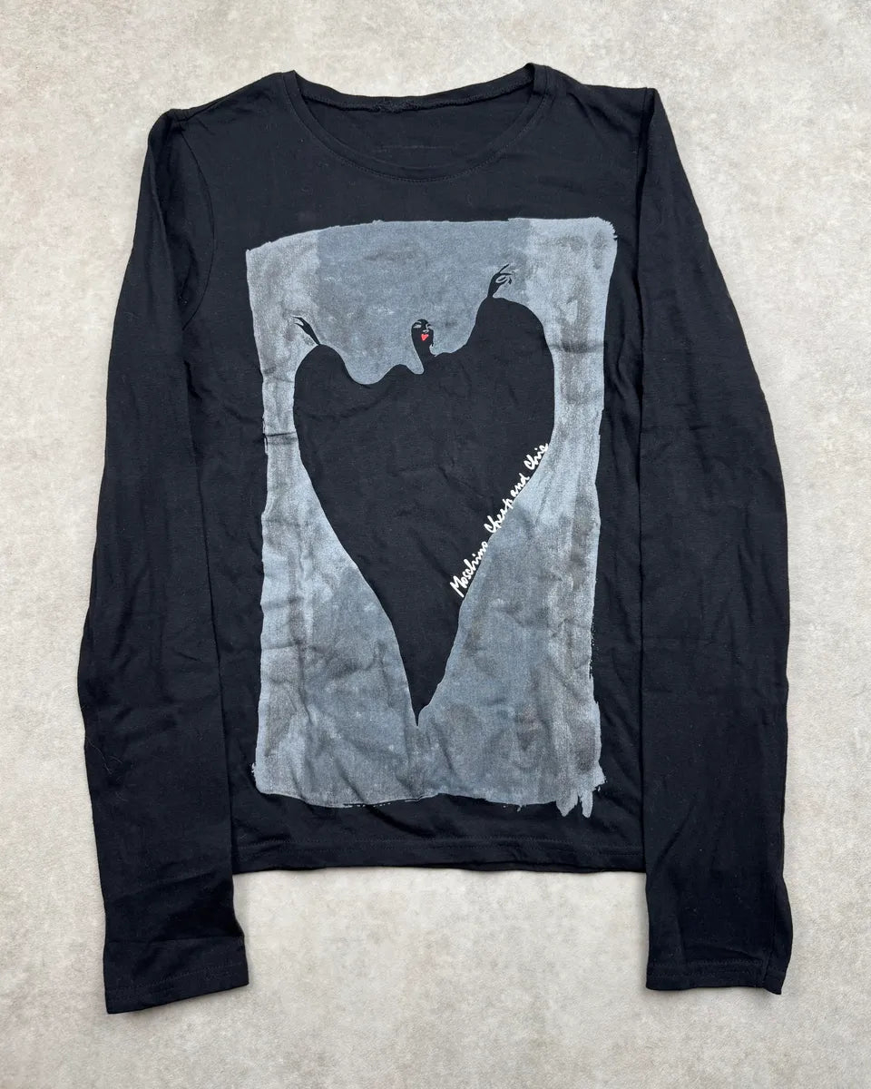 2000s Moschino Black Scary Heart Longsleeve vLYyUCu 3