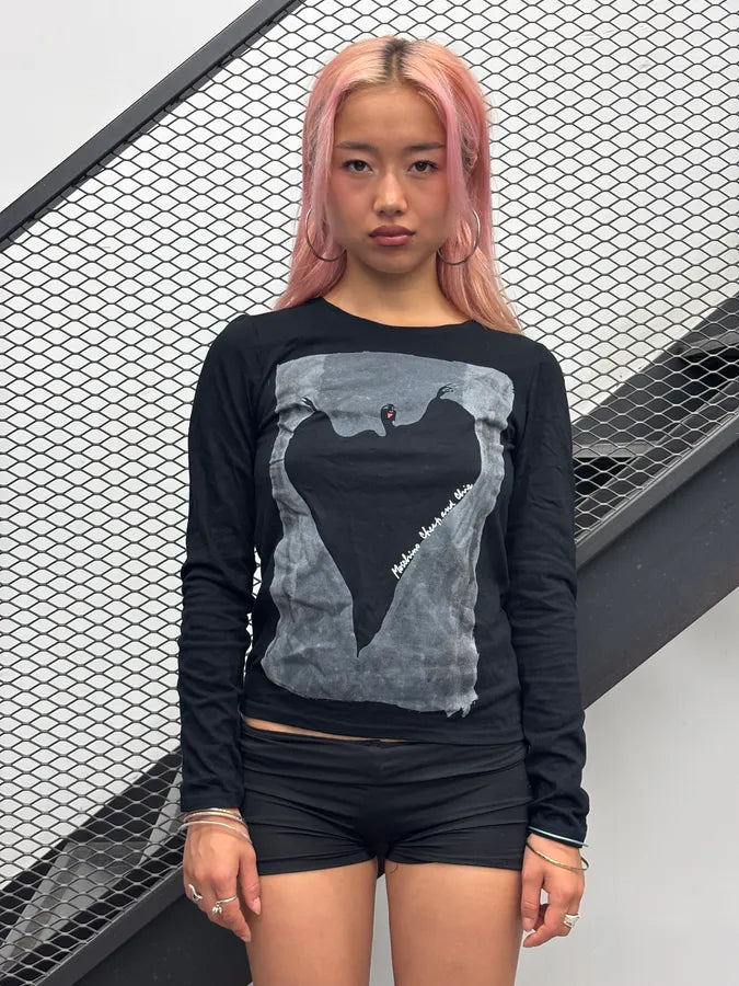 2000s Moschino Black Scary Heart Longsleeve vLYyUCu 1