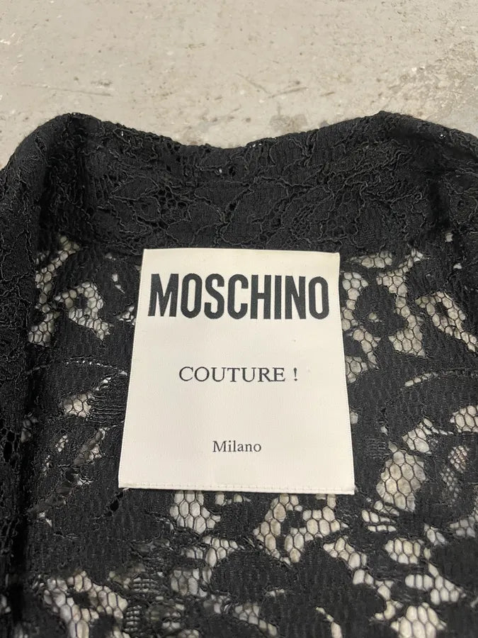 2000s Moschino Black Silk Flowers Shirt (XS/S) WcunxEs 6