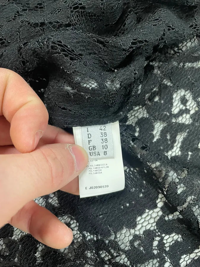 2000s Moschino Black Silk Flowers Shirt (XS/S) WcunxEs 8