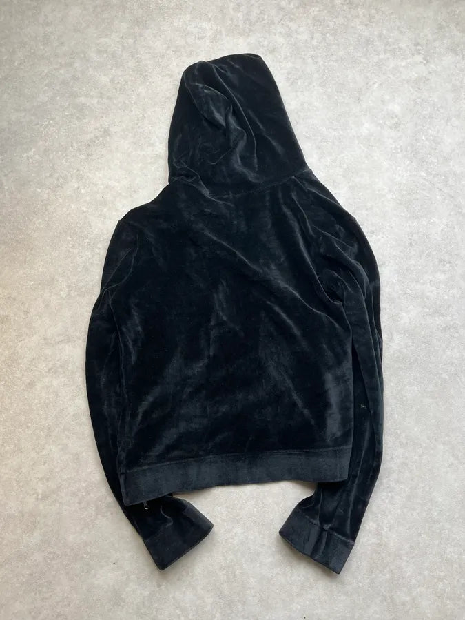 2000s Moschino Black Velvet Zip-Up Hoodie PJXWoPw 4