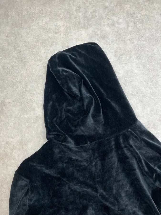2000s Moschino Black Velvet Zip-Up Hoodie PJXWoPw 5