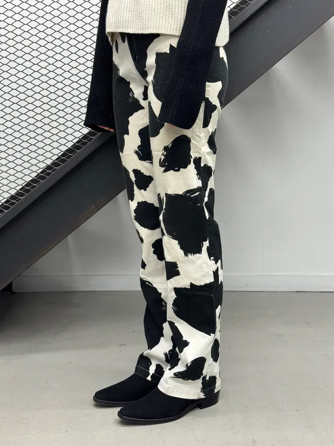 2000s Moschino Black White Cow Print Pants GzfSkke 2