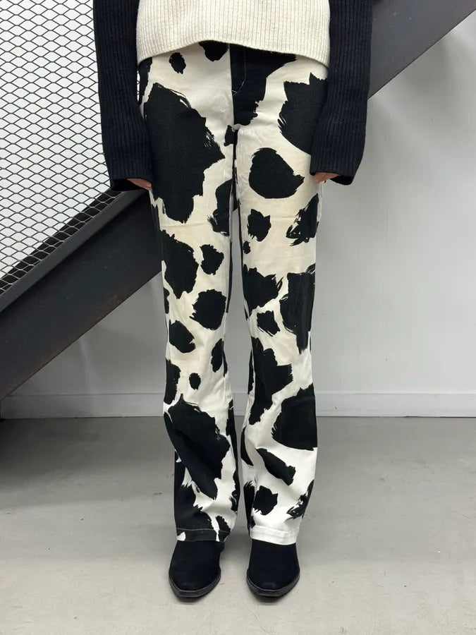 2000s Moschino Black White Cow Print Pants GzfSkke 1