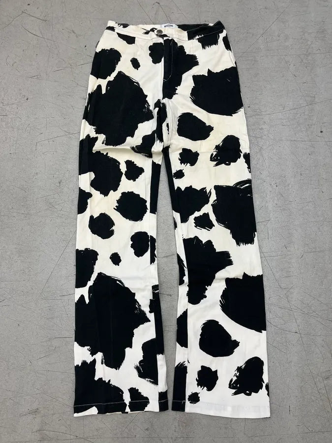 2000s Moschino Black White Cow Print Pants GzfSkke 0