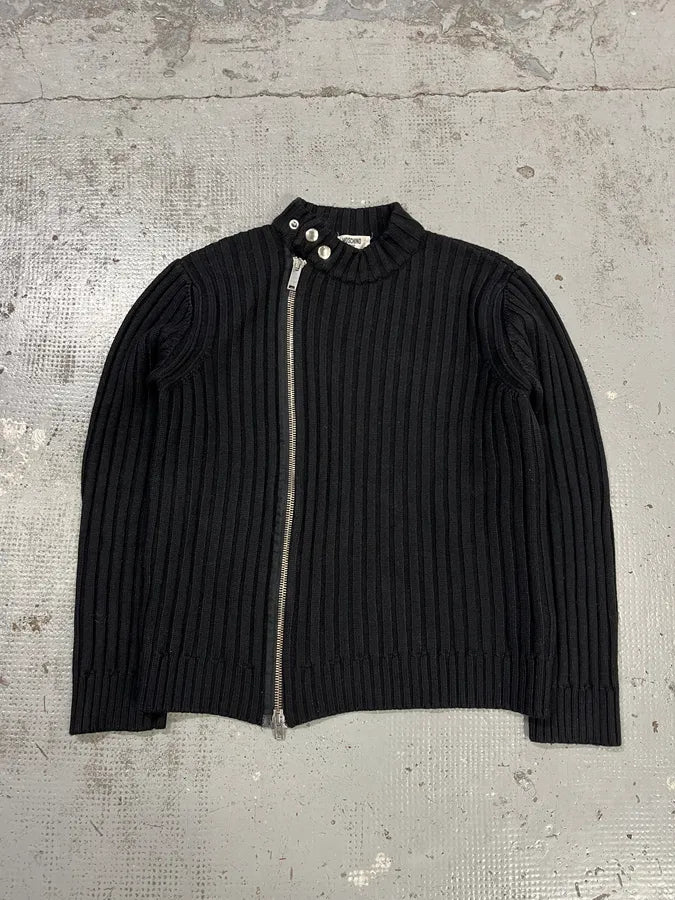 2000s Moschino Black Wool Asymmetrical Zip Sweater qBTdDre 0