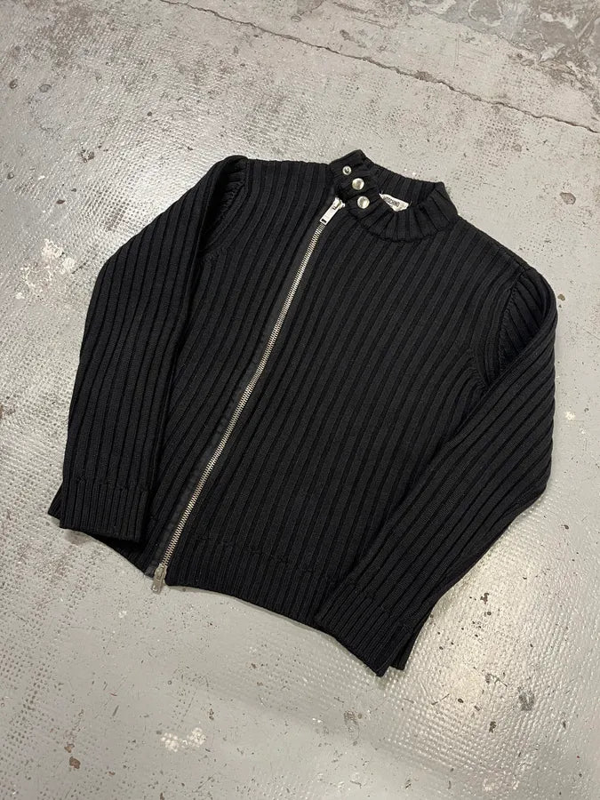 2000s Moschino Black Wool Asymmetrical Zip Sweater qBTdDre 3
