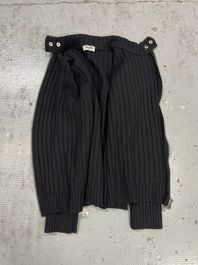 2000s Moschino Black Wool Asymmetrical Zip Sweater qBTdDre 8