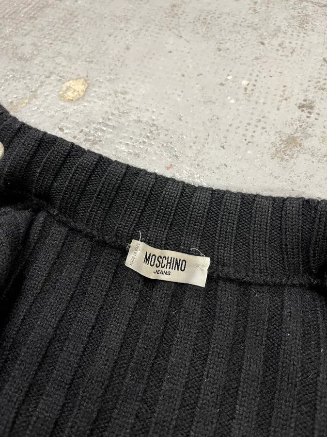 2000s Moschino Black Wool Asymmetrical Zip Sweater qBTdDre 9
