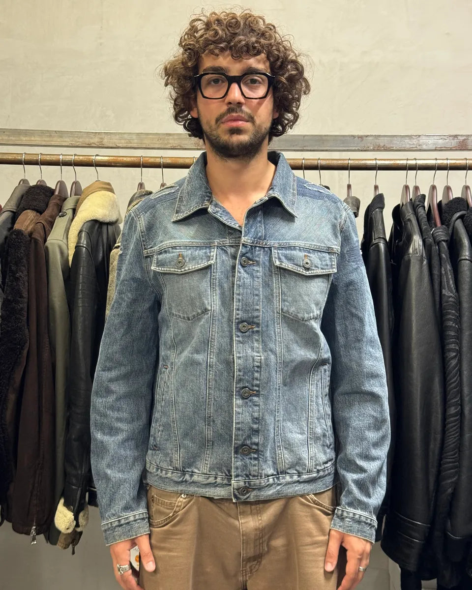 2000s Moschino Blue Distressed Denim Reinforced Jacket NILqClj 2