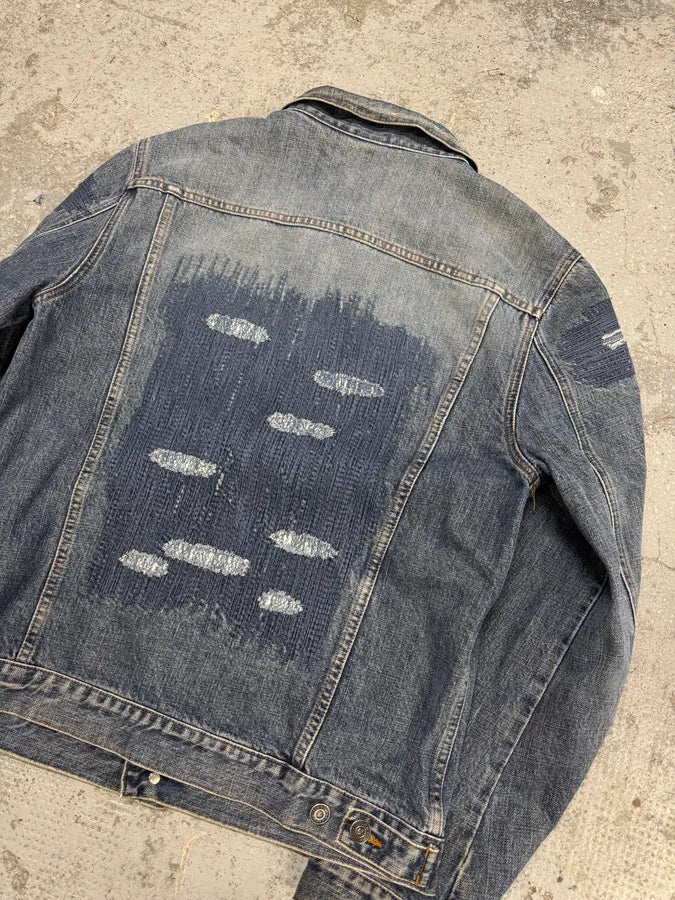 2000s Moschino Blue Distressed Denim Reinforced Jacket NILqClj 4