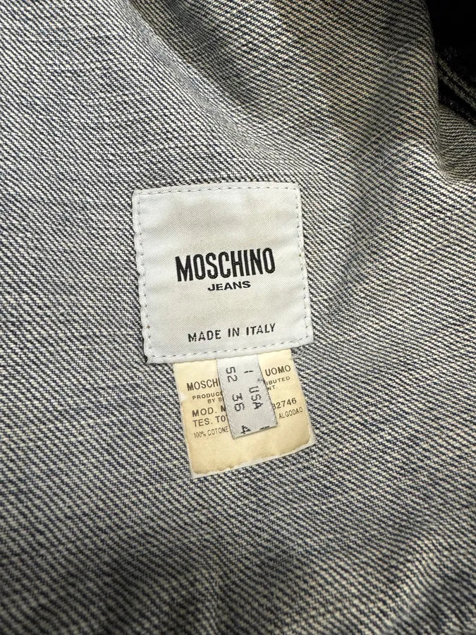 2000s Moschino Blue Distressed Denim Reinforced Jacket NILqClj 7