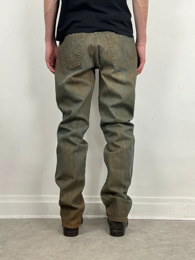 2000s Moschino Blue Faded Irregular Denim Jeans vtxCaCy 3