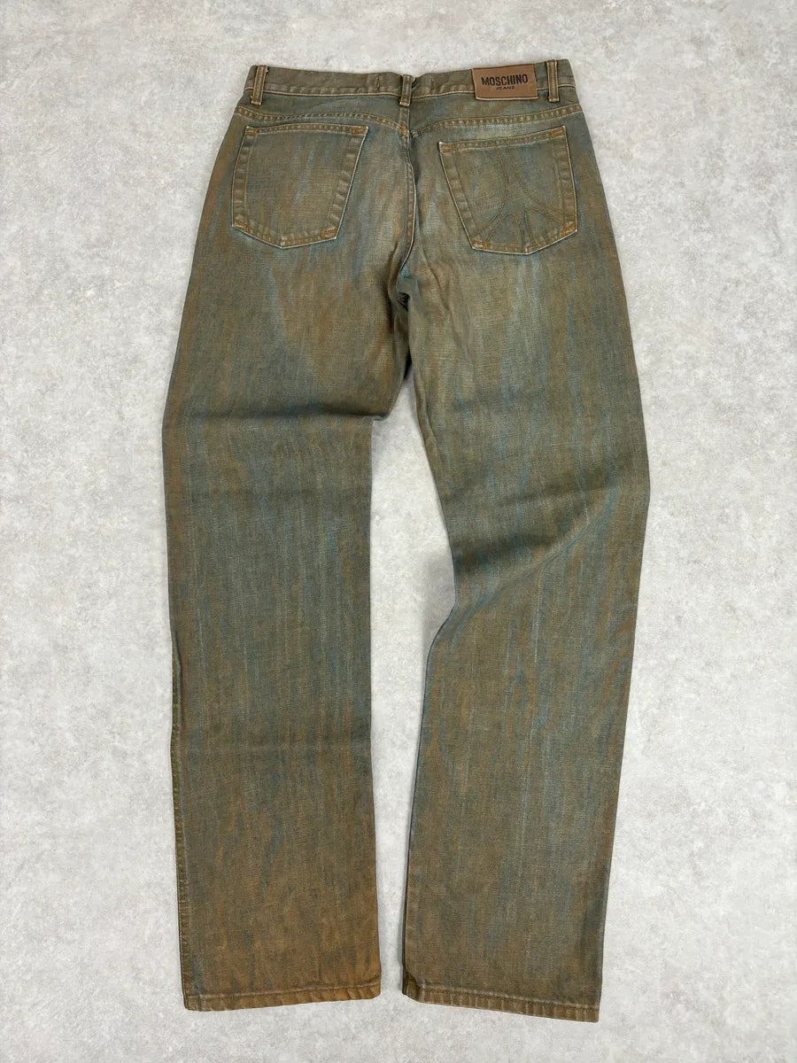 2000s Moschino Blue Faded Irregular Denim Jeans vtxCaCy 4