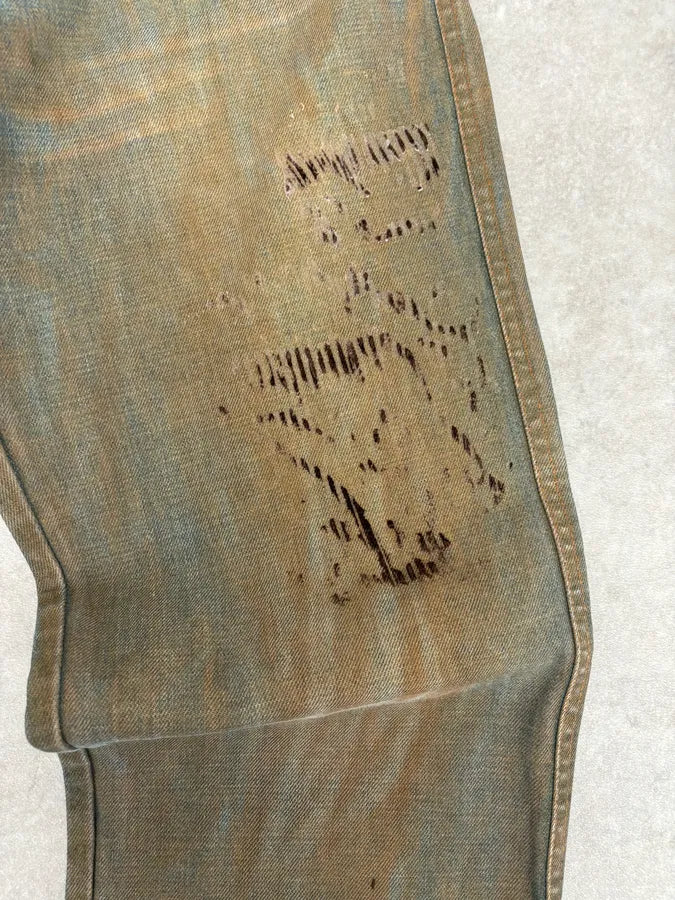2000s Moschino Blue Faded Irregular Denim Jeans vtxCaCy 8