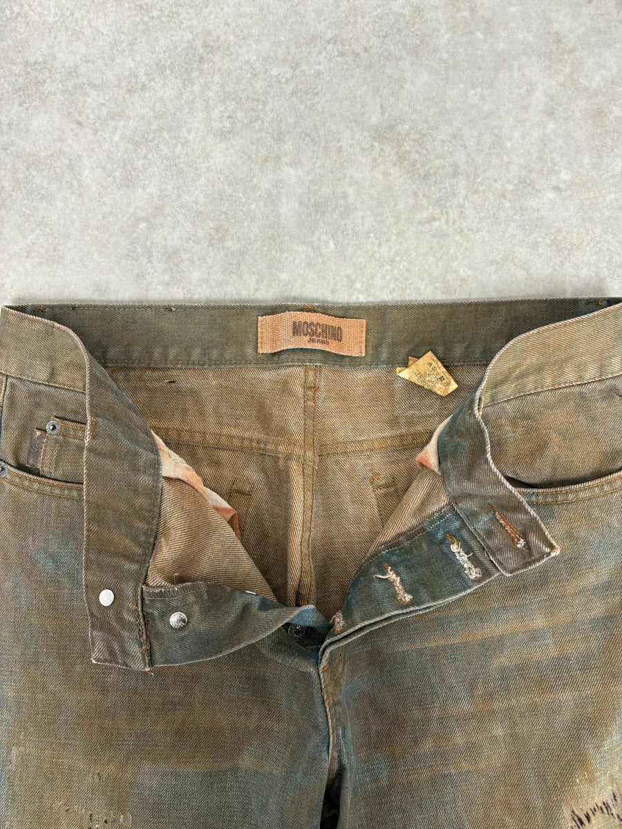 2000s Moschino Blue Faded Irregular Denim Jeans vtxCaCy 6