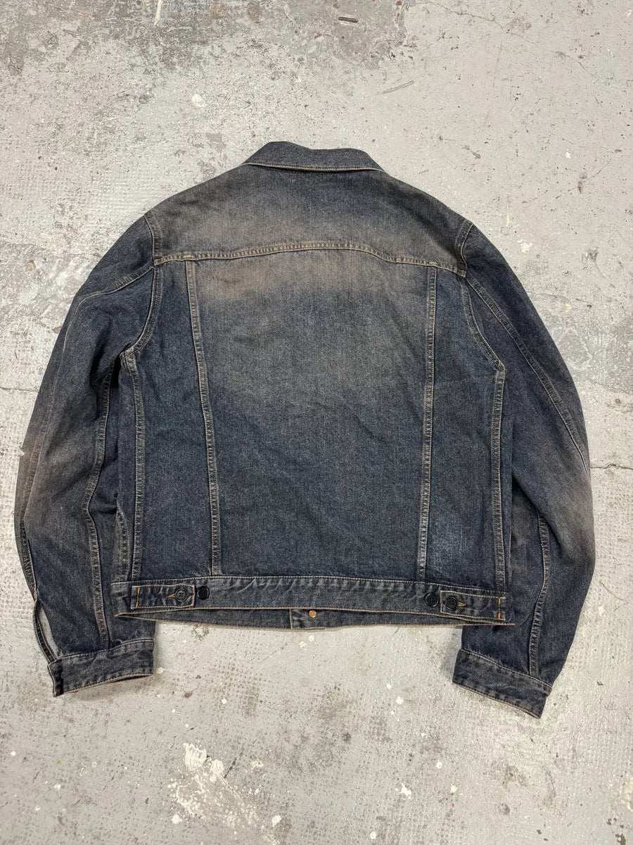 2000s Moschino Blue Faded Peace Denim Jacket (L) lqwyDqj 1