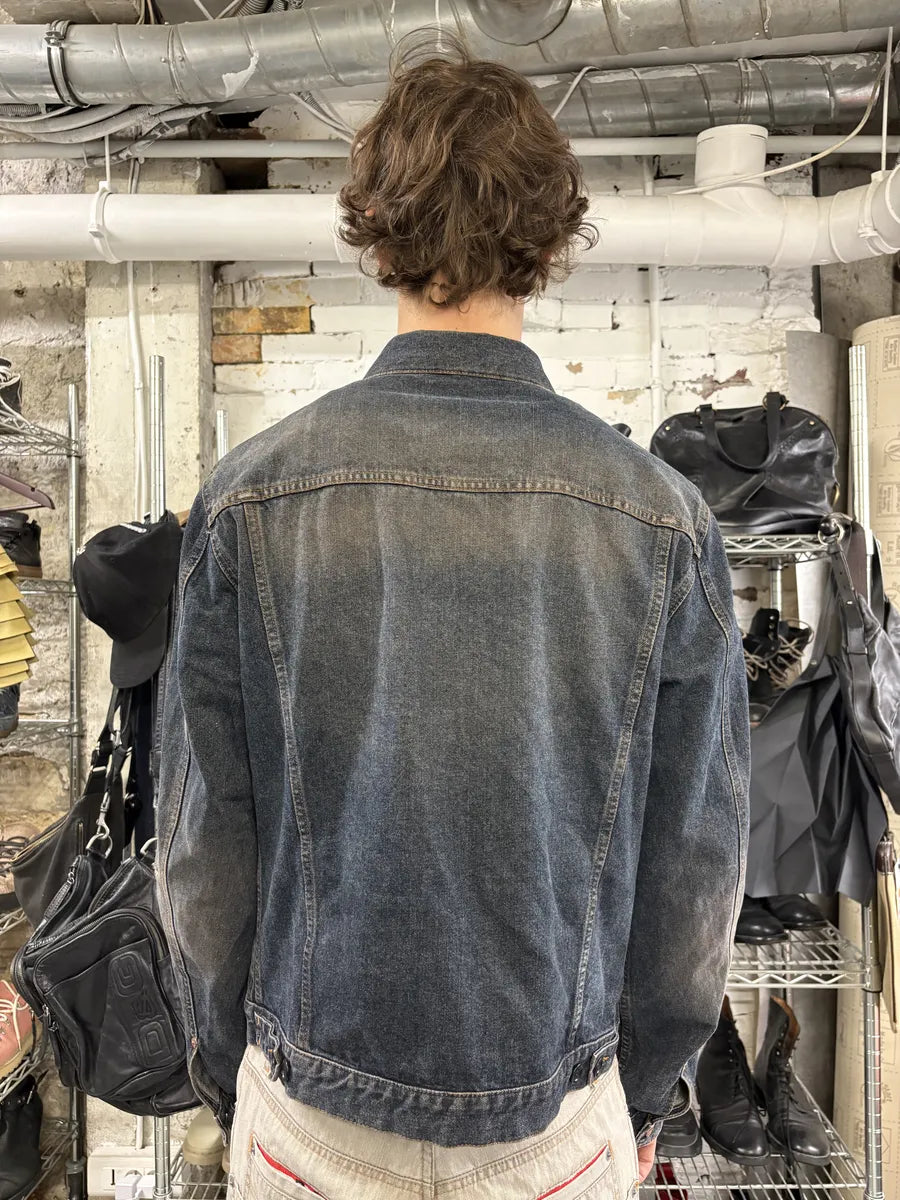 2000s Moschino Blue Faded Peace Denim Jacket (L) lqwyDqj 3