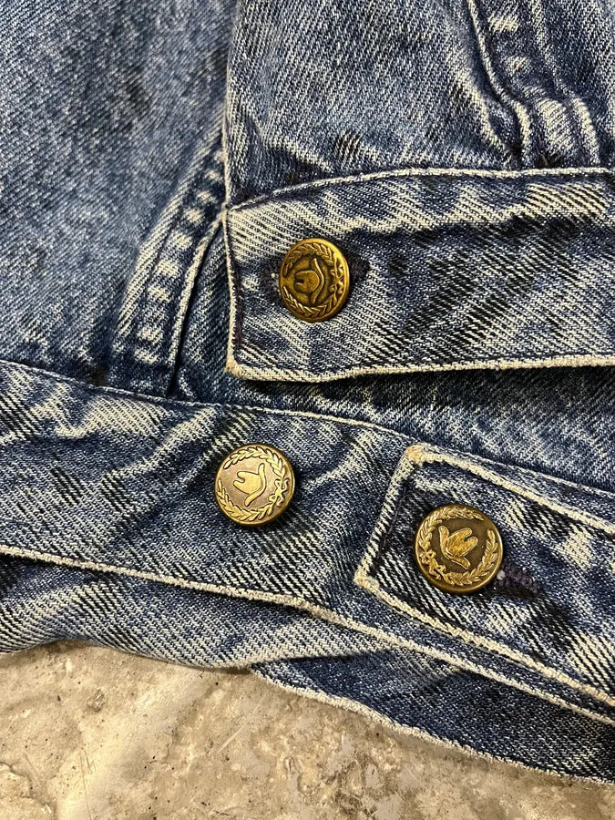 AW1994 Moschino Blue Painted Effect Rebel Denim Jacket kVeyMhi 10