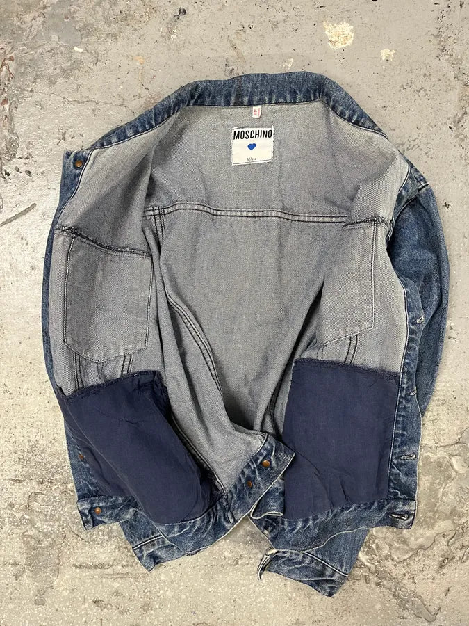 AW1994 Moschino Blue Painted Effect Rebel Denim Jacket kVeyMhi 7