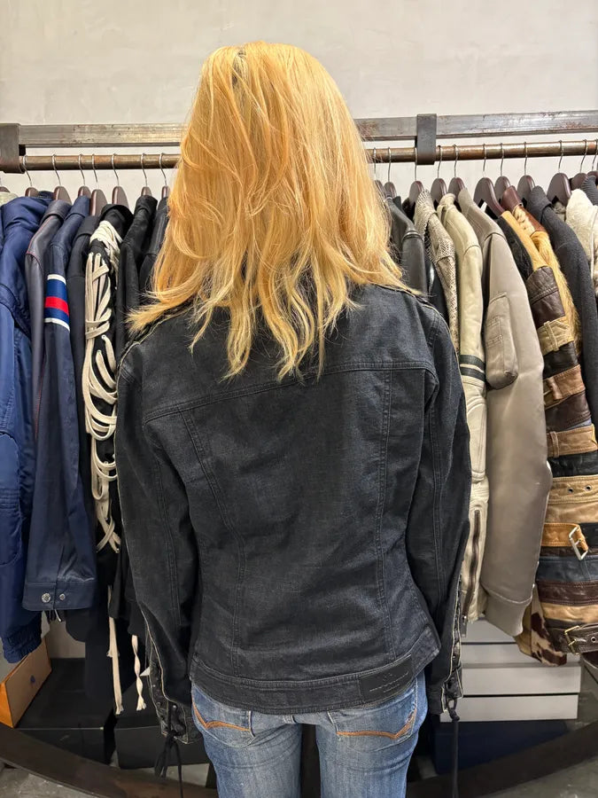 2000s Moschino Bondage Laced Brut Denim Jacket vvAOSZy 2