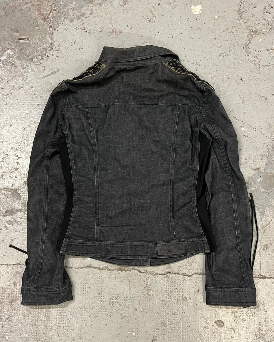 2000s Moschino Bondage Laced Brut Denim Jacket vvAOSZy 5