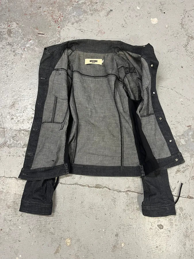 2000s Moschino Bondage Laced Brut Denim Jacket vvAOSZy 6