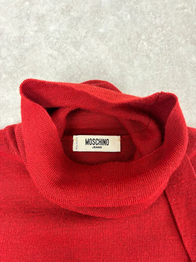 2000s Moschino Bondage Red Wool Turtleneck Sweater BldXZVh 6