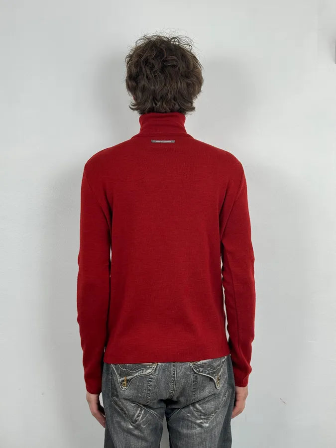 2000s Moschino Bondage Red Wool Turtleneck Sweater BldXZVh 2