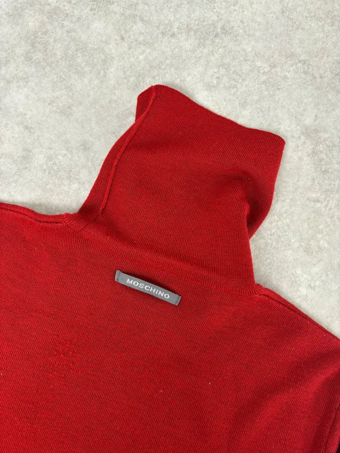 2000s Moschino Bondage Red Wool Turtleneck Sweater BldXZVh 5