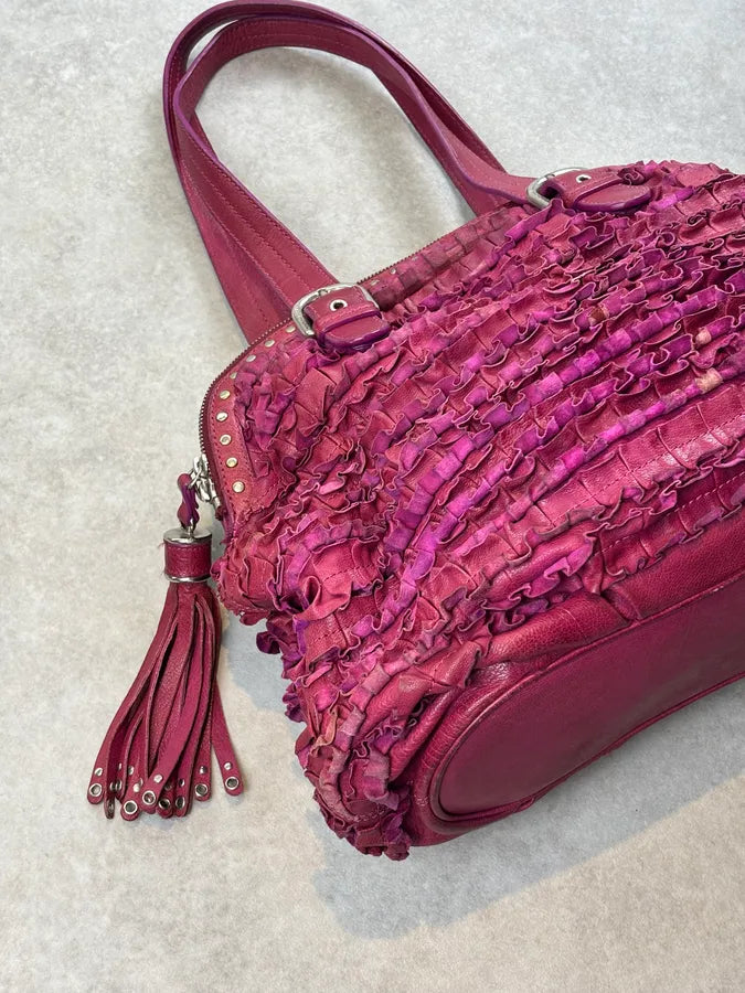 2000s Moschino Pink Fabric Ruffle Shoulder Bag ltoJpzJ 7