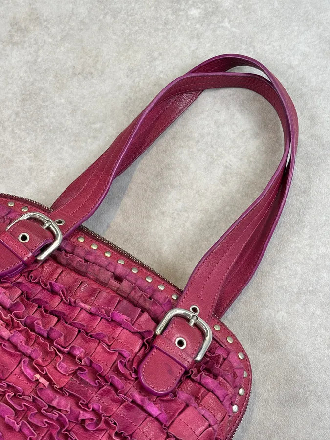 2000s Moschino Pink Fabric Ruffle Shoulder Bag ltoJpzJ 5