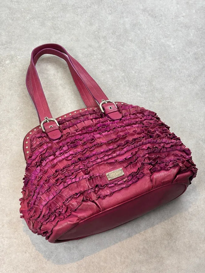 2000s Moschino Pink Fabric Ruffle Shoulder Bag ltoJpzJ 3