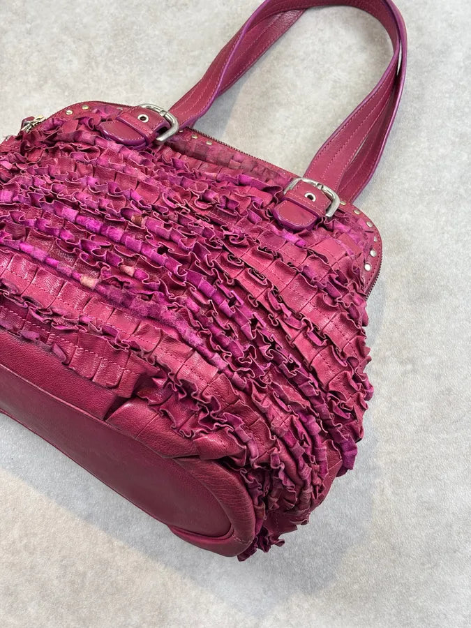2000s Moschino Pink Fabric Ruffle Shoulder Bag ltoJpzJ 8