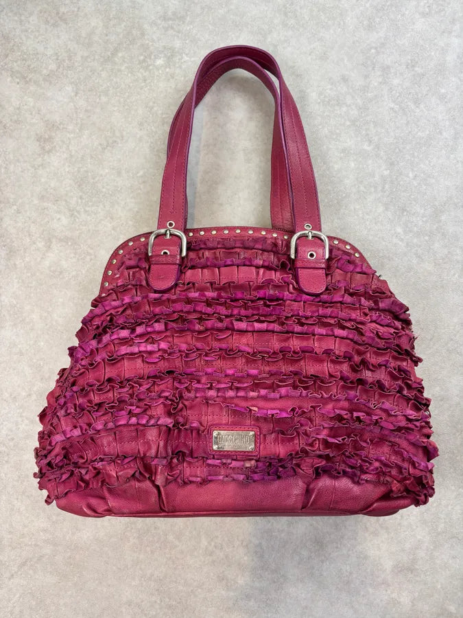 2000s Moschino Pink Fabric Ruffle Shoulder Bag ltoJpzJ 0