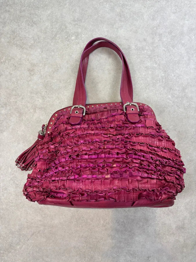 2000s Moschino Pink Fabric Ruffle Shoulder Bag ltoJpzJ 6
