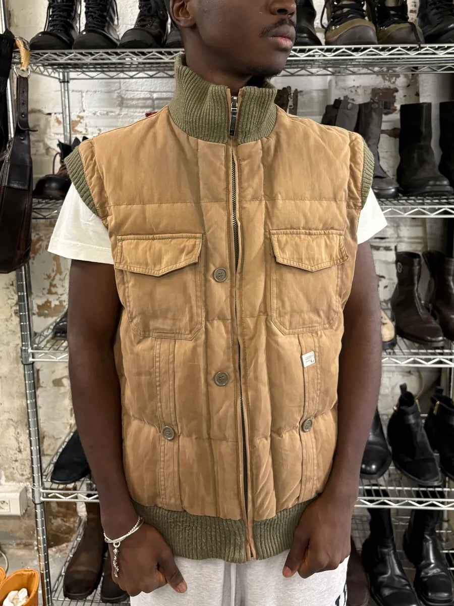 2000s Moschino Brown & Khaki Sleeveless Puffer Jacket UcChlNY 1