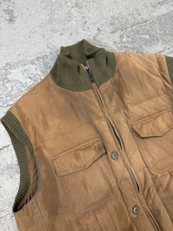2000s Moschino Brown & Khaki Sleeveless Puffer Jacket UcChlNY 4