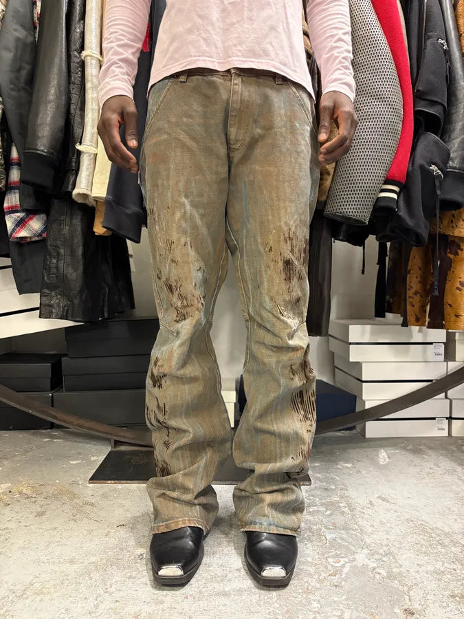 2000s Moschino Brown Dirty Effect Denim Jeans HWGQKMx 0