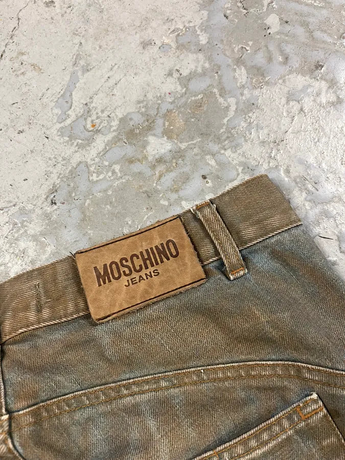 2000s Moschino Brown Dirty Effect Denim Jeans HWGQKMx 10