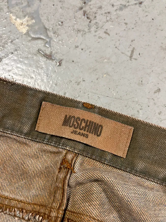 2000s Moschino Brown Dirty Effect Denim Jeans HWGQKMx 13