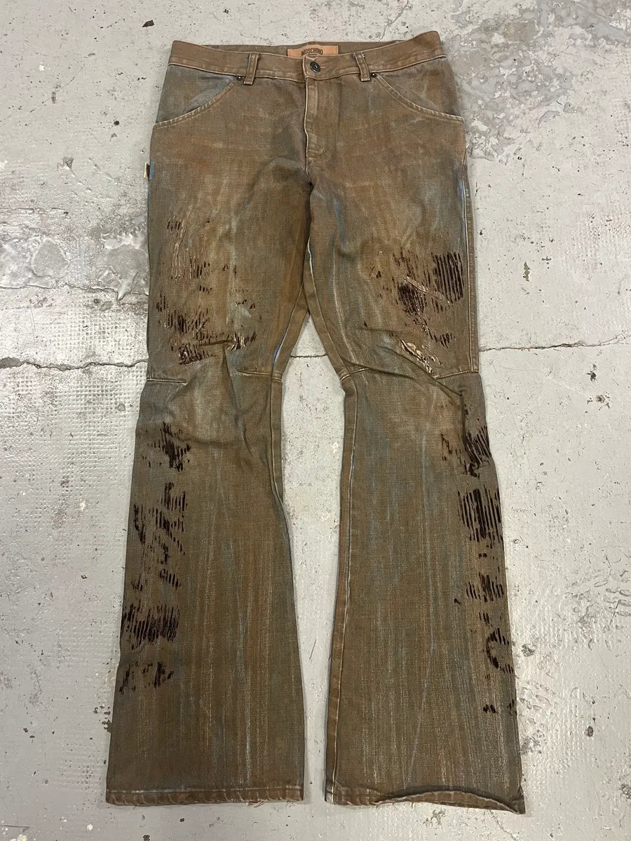 2000s Moschino Brown Dirty Effect Denim Jeans HWGQKMx 2