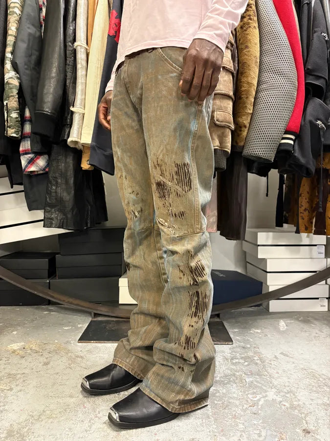 2000s Moschino Brown Dirty Effect Denim Jeans HWGQKMx 3