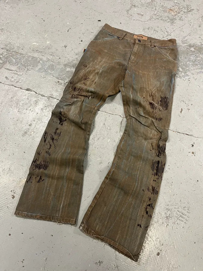 2000s Moschino Brown Dirty Effect Denim Jeans HWGQKMx 4