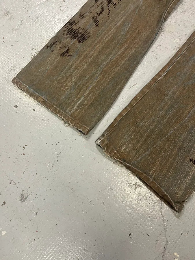 2000s Moschino Brown Dirty Effect Denim Jeans HWGQKMx 6